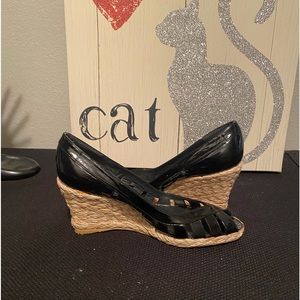 Stuart Weitzman Black Patent Leather Wedges